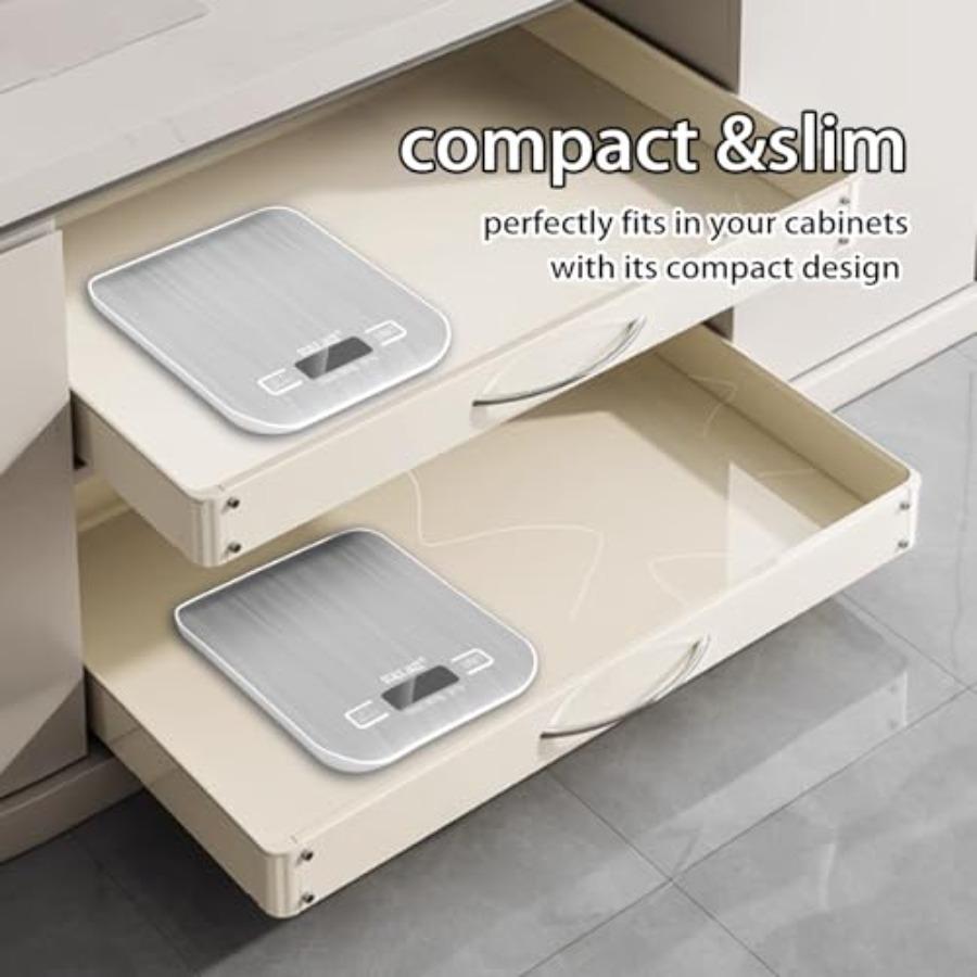 Mini Balance Numérique 10kg/22lb Balance de Cuisine Balance Alimentaire Balance à Café 6 Unités Arrêt Automatique Tare Acier Inoxydable Pile Complémentaire E