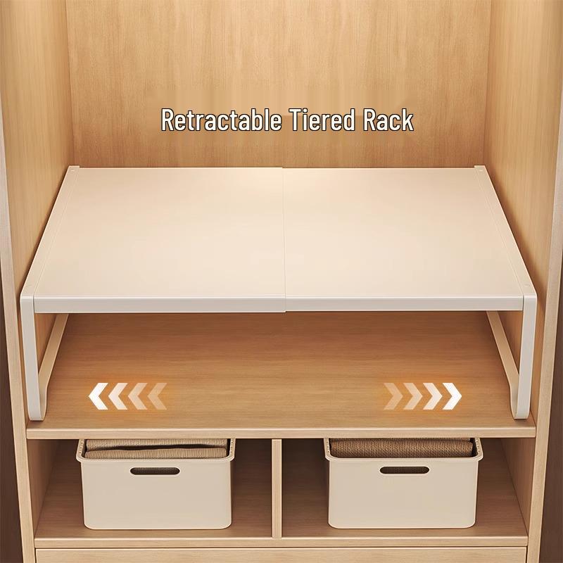 Organizador de Prateleira Retrátil para Guarda-Roupa em Aço Carbono