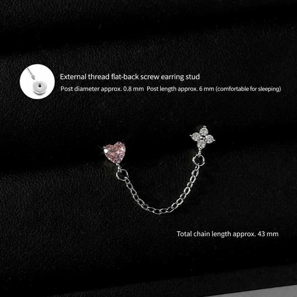 Silver Color Ear Bone Nail Earrings Stainless Steel Cartilage Earrings Chain Earrings  Jewelry Gift