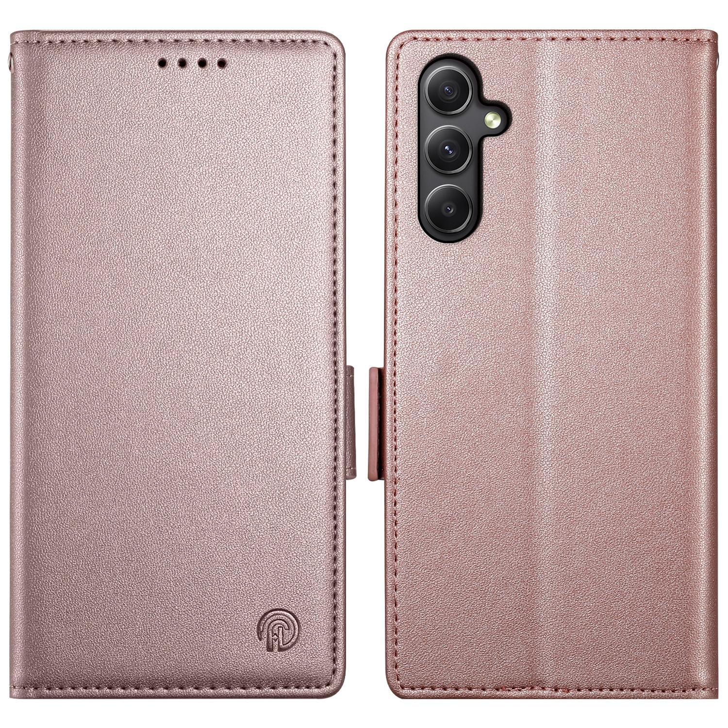 

DF-010 Для Samsung Galaxy A34 5G Чохол PU Шкіра Гаманець Підставка Чохол для телефону Rose Gold