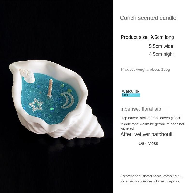 

Coastal Conch Shell Scented Candles Gel Candles Aromatherapy Candle for Home Desk Decor Relaxation Bathroom Bedroom Decor Gift светло-синий