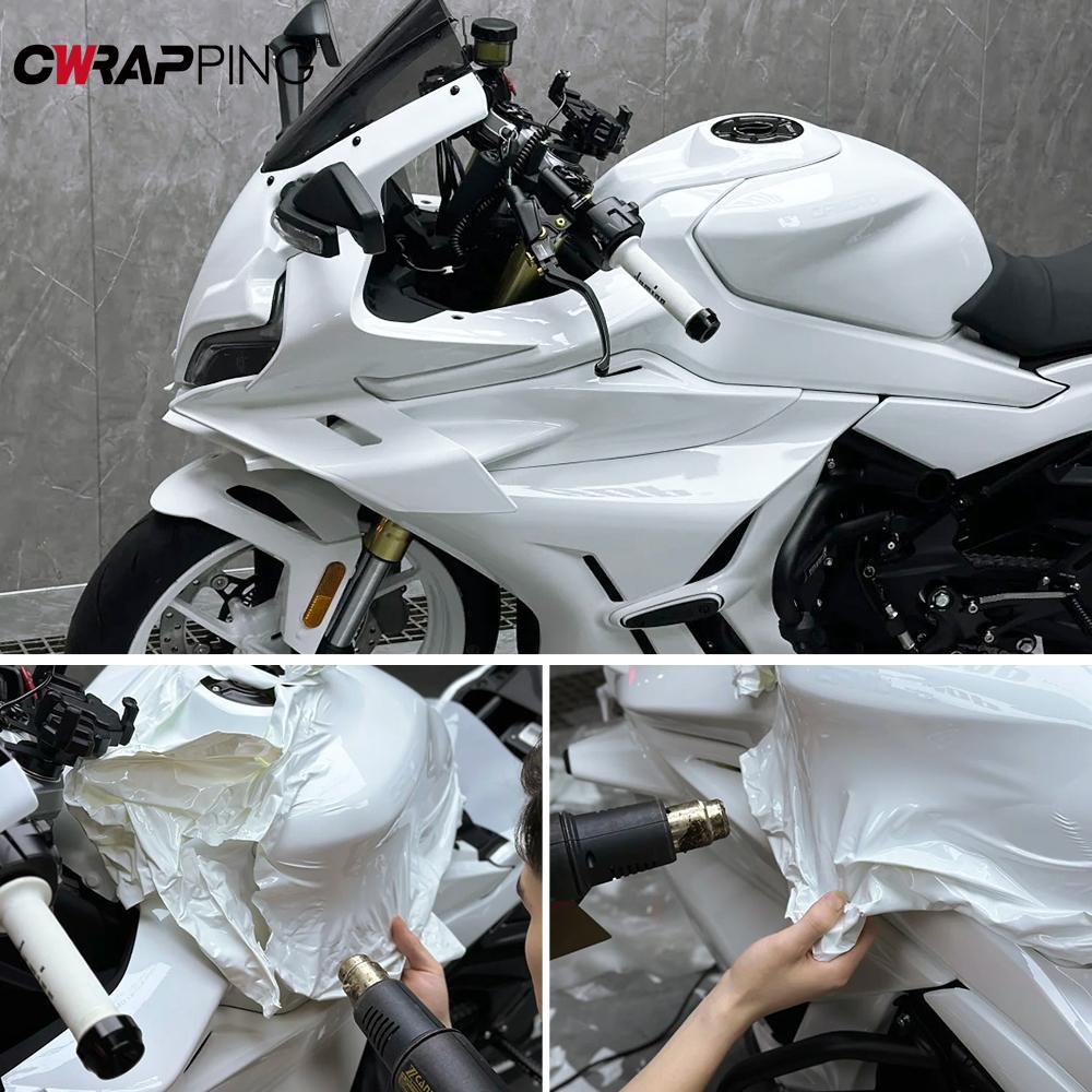 Car Stickers Glossy White Waterproof Vinyl Film Auto Bonding Scooter Motorcycle Body Film Protective Decor for Car Accessories