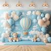Teddy Bear Hot Air Balloon Backdrop Banner Newborn 1st Birthday Party Decoration Background Baby Shower Photography Studio Props
