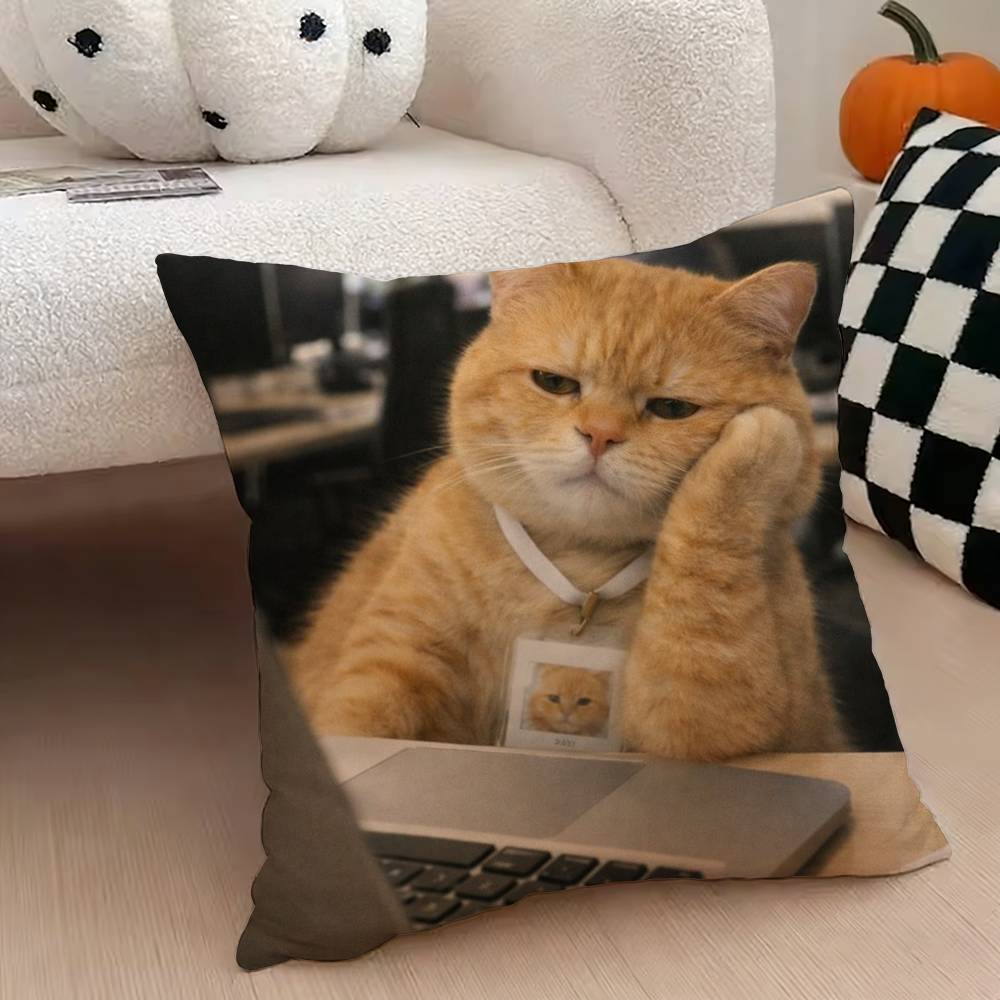 Lustiges süßes Bürokatzen Kissenbezug Muster Gedruckter Kissenbezug Für Wohnzimmer Sofa Kissenbezug