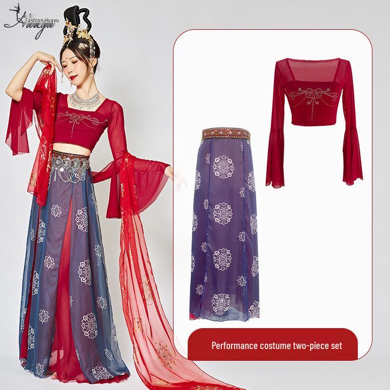 Костюм для классического танца Хуаюй Ханфу: Экзотический костюм апсары Дуньхуана L