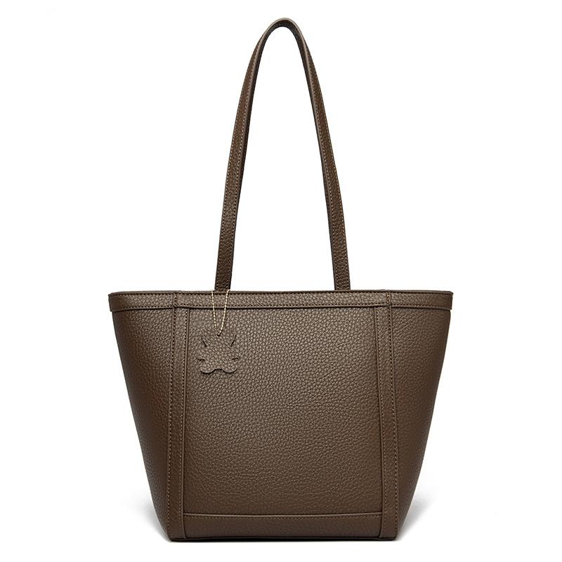 

Large bag women s 2025 new high-end texture large-capacity solid color commuter shoulder bag versatile trendy hand-tote bag темно-коричневого