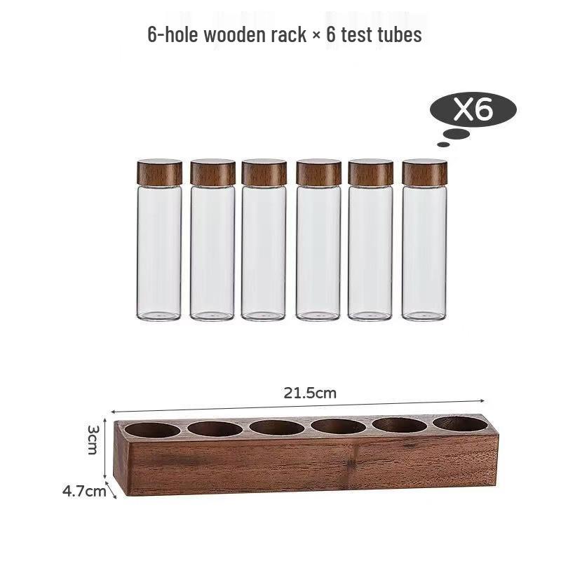 Multi-functional Coffee Bean & Powder Storage Stand with Sealed Borosilicate Glass and Solid Wood Design Black walnut color