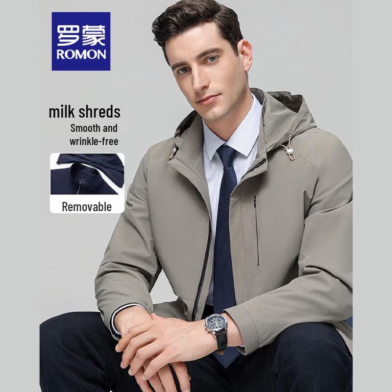

ROMON Men s Spring Business Casual Detachable Hood Jacket 3J010113 M (170)