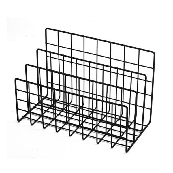 

Nordic style wrought iron metal three grid bookshelf, home office desktop storage rack, wrought iron simple storage rack Small 17.5 * 9 * 13.5CM чёрный