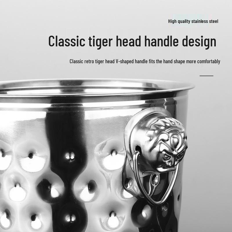 Stainless Steel Tiger Head Ice Bucket for Champagne, Beer, and Wine – Ideal for Bars and KTV.