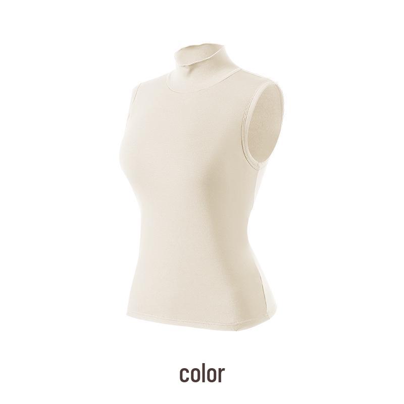 

Women s Self-Heating Dual-Sided Velvet Seamless Vest with High Neck and Pads - Cozy Autumn/Winter Base Layer Camisole. L (90-105 Jin)
