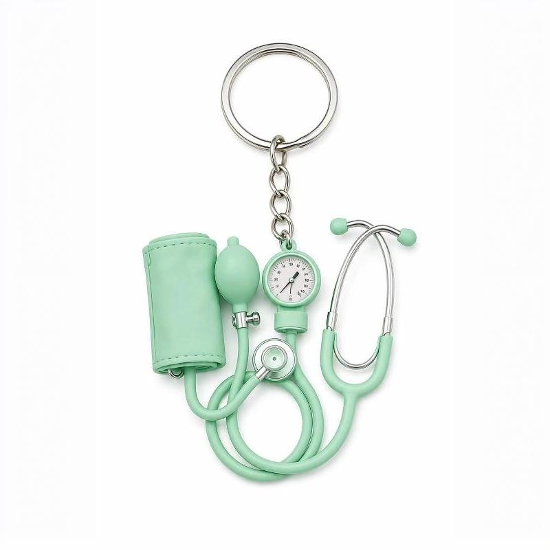 2D Acrylic Medical Keychain Mini Cartoon Stethoscope Pattern BPA Free for Pediatric Nurse Appreciation Small Gift
