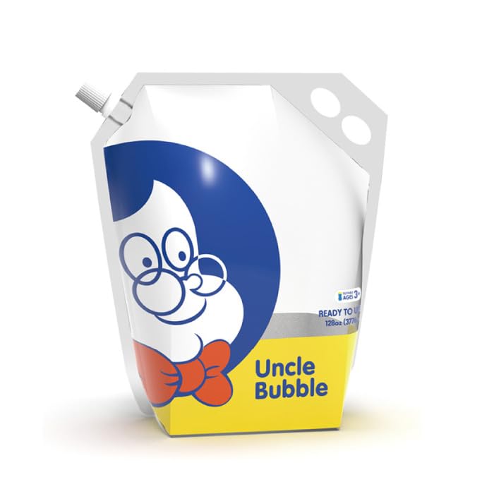 Uncle Bubble Bubble Liquid, Approximately 4L, for Big Bubbles, Large Capacity, Value Pack (Yellow Cap), Kids' Bubble Liquid, Gift for Outdoors and