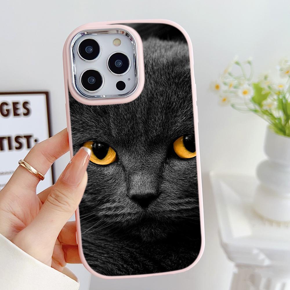 

LZ3 черный кот зеленые глаза мягкий чехол для телефона Samsung S24 Ultra S23 Plus S21 FE A16 A54 A52 A06 Infinix Hot 40 30i защита объектива противоударный чехол Tecno POP7/POP 7 Pro
