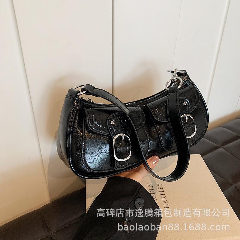 

Сумка через подмышку женская большая вместимость 2024 новый нишевый дизайн мода премиум-класса Sense женская сумка через подмышку через плечо чёрный