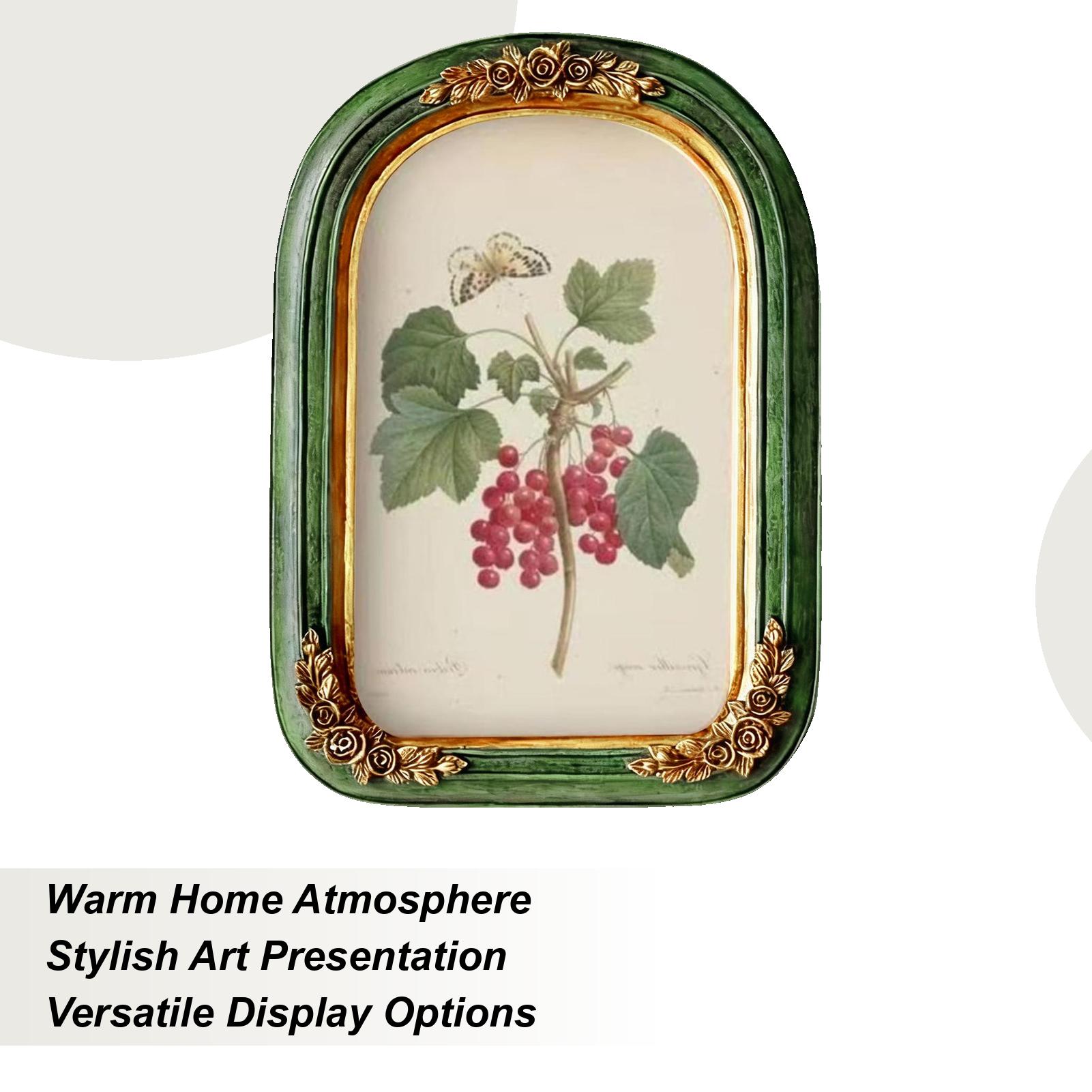 Retro Photo Frame 5x7 Inch Aesthetic Art Picture Frame Wall Tabletop Display Classical Carved Flower Picture Frame Table Decor CN