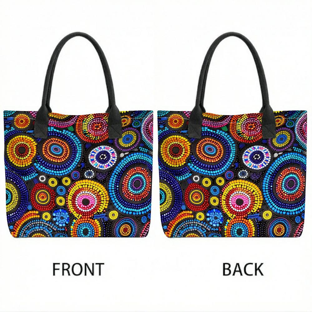 Colorful Dot Art Tote Bag Large Capacity Casual Shoulder Bag for Daily Shopping Travel