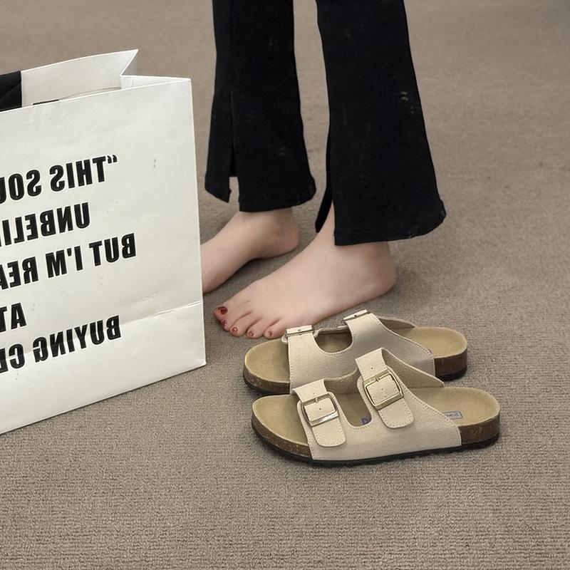 Slippers Women's Summer Outer Wear New Thick-soled Soft-soled Beach One-word Sandals Retro Boken Shoes Breathable and Non-slip