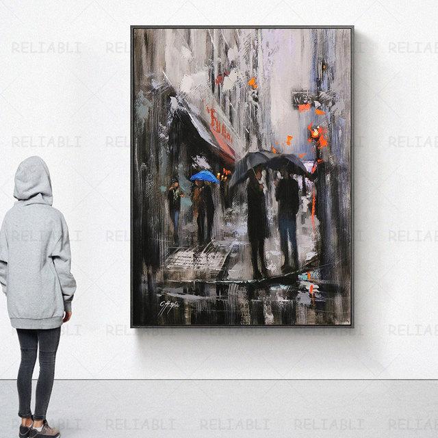 

Абстрактная картина маслом городского пейзажа, напечатанная на холсте, настенное искусство, дождливый день, уличные дорожные плакаты и принты для декора гостиной 21cm×30cm No Frame