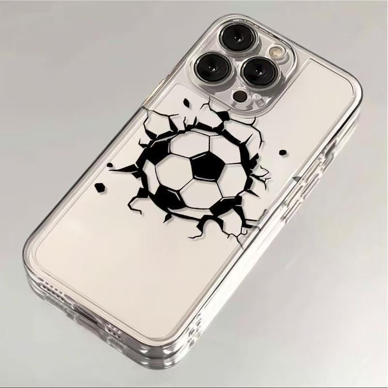 Silver European Style Football Phone Case for Apple 16 Pro Max/15 Plus/13/12/11