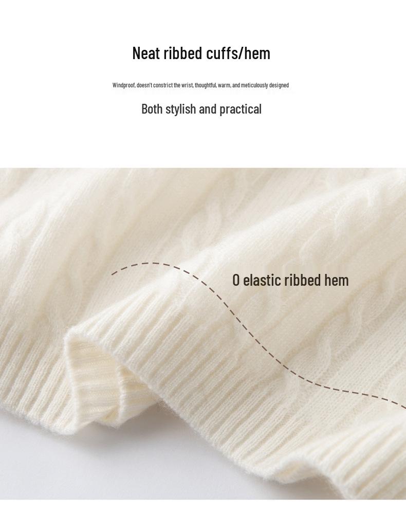 Elegant V-Neck Women's Cashmere Sweater - Cable Knit, Slim Fit, Button-Down, 2026 Autumn/Winter Collection.