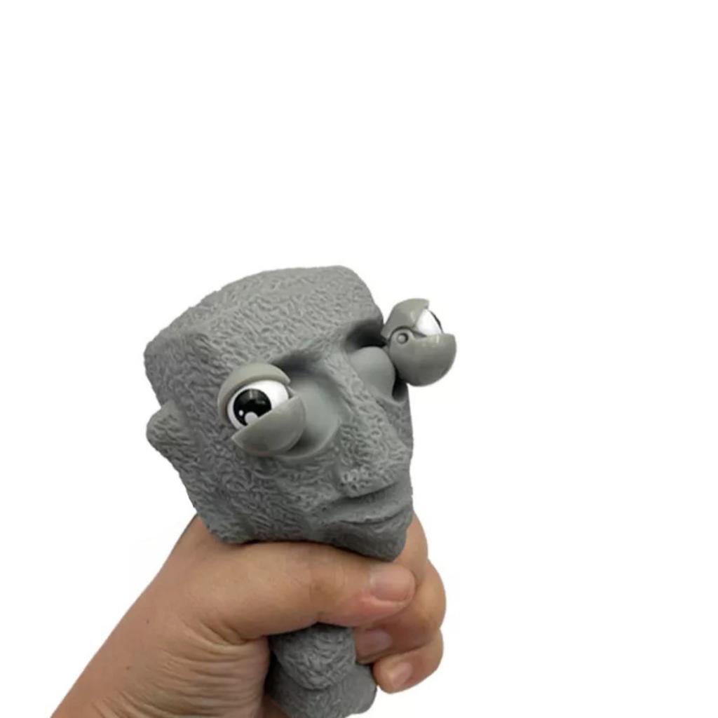 Sculpted Stone Texture Figurine with Large Eyes Easter Island Inspired Decorative Statue for Home Desk Shelf Display