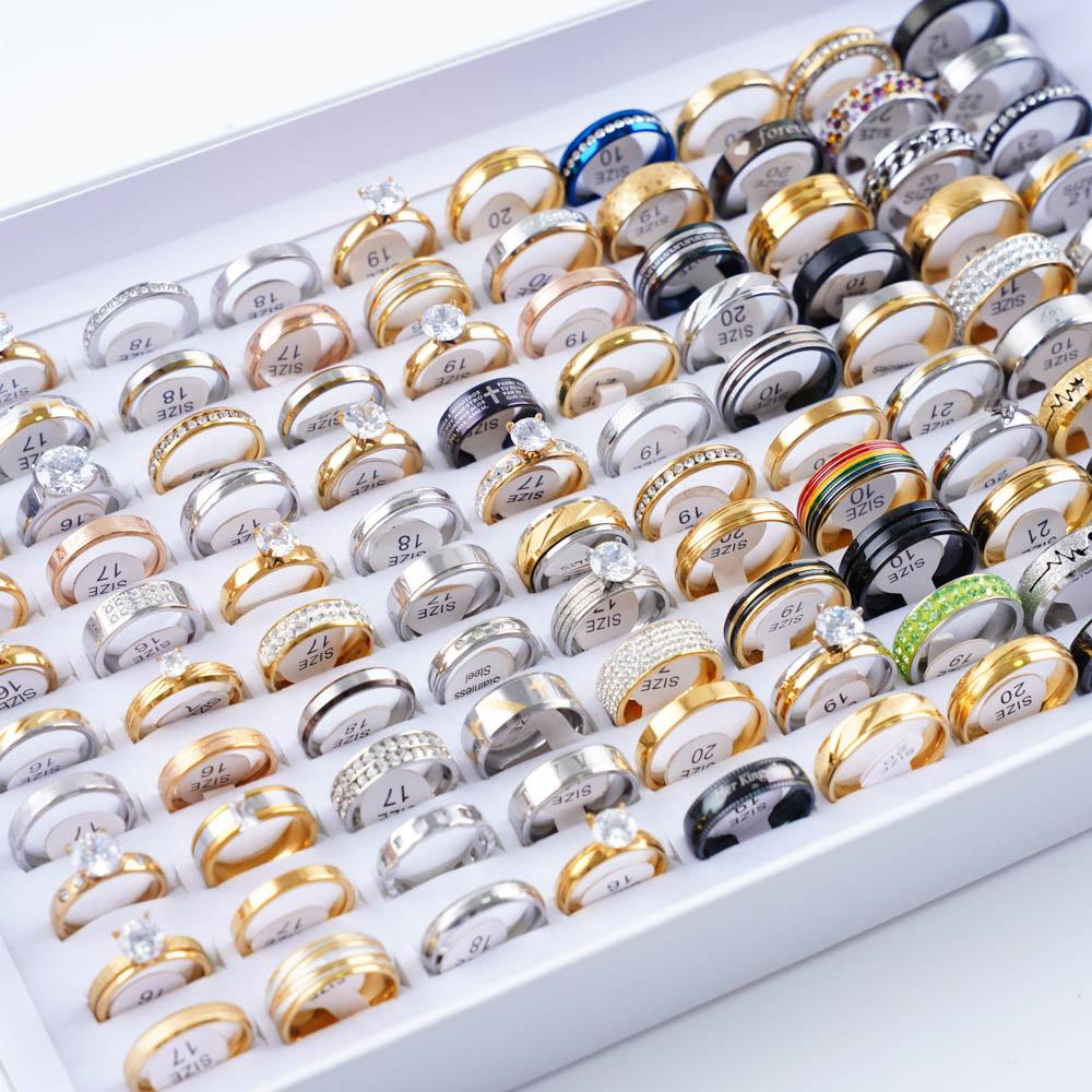 20 Stück/Los Mode Herz Streifen Edelstahl Liebesringe Für Männer Frauen Mix Stil Party Geschenke Schmuck Zubehör