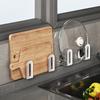 4pcs Punch-free 2-hook Rack, Wooden Kitchen Rack, Wall-mounted Multi-functional Storage Rack, Ideal Household Storage Organizer For Kitchen, Bathroom