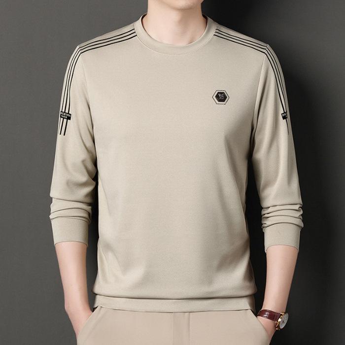 Men's Sweatshirt Spring and Autumn New Style for Middle-aged and Young Men's Long-sleeved T-shirt Men's Round Neck Shirt Casual Loose Top