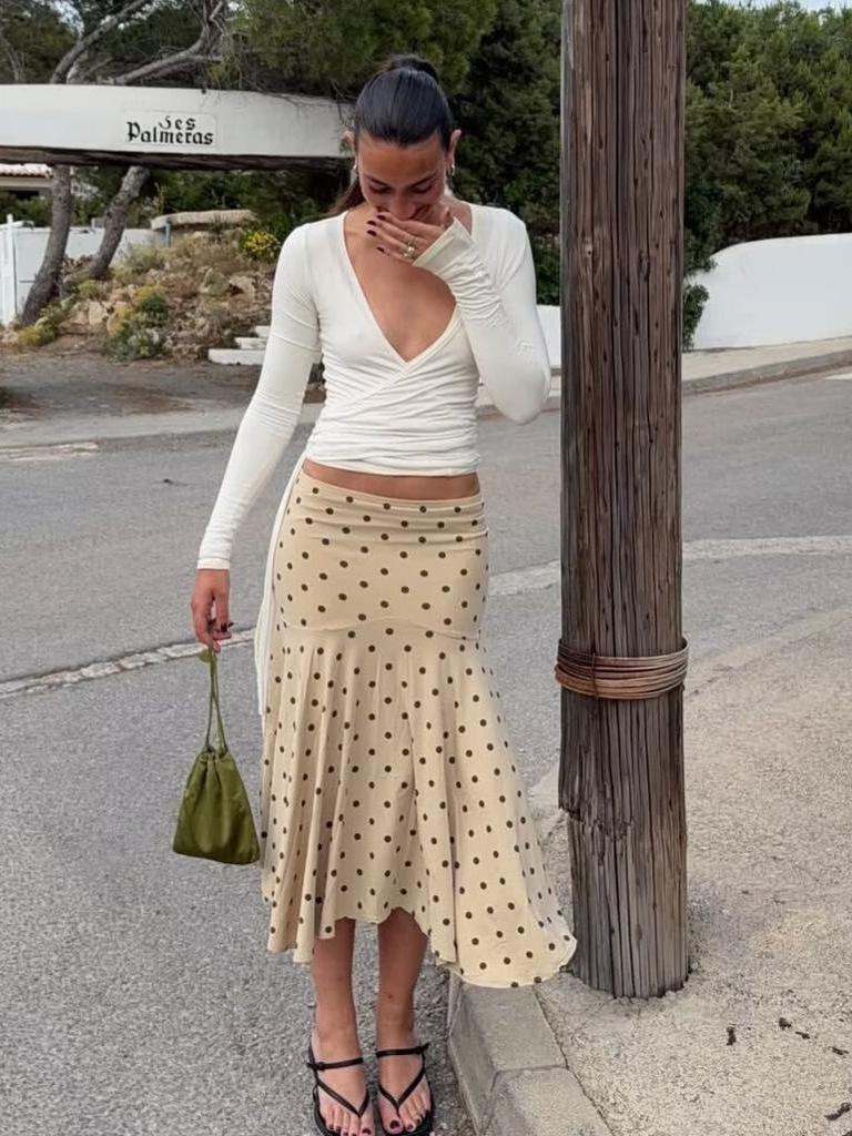 2026 European & American Summer Fashion Slim Polka Dot Tank Top & Skirt Set for Women - D79836