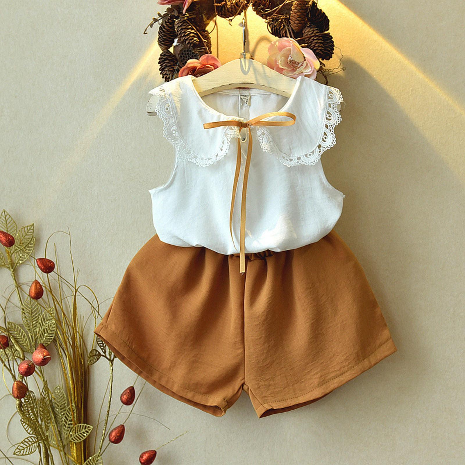 

Girls Clothing Sets New Summer T-shirt+Bottoms 2Pcs For Kids Sets Outfits 90 оранжевый