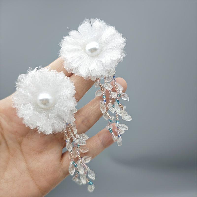 Fashionable Sequin Flower Tassel Earrings for Women - Versatile, Sweet, Girly, with Colored Beads for a High-End Feel