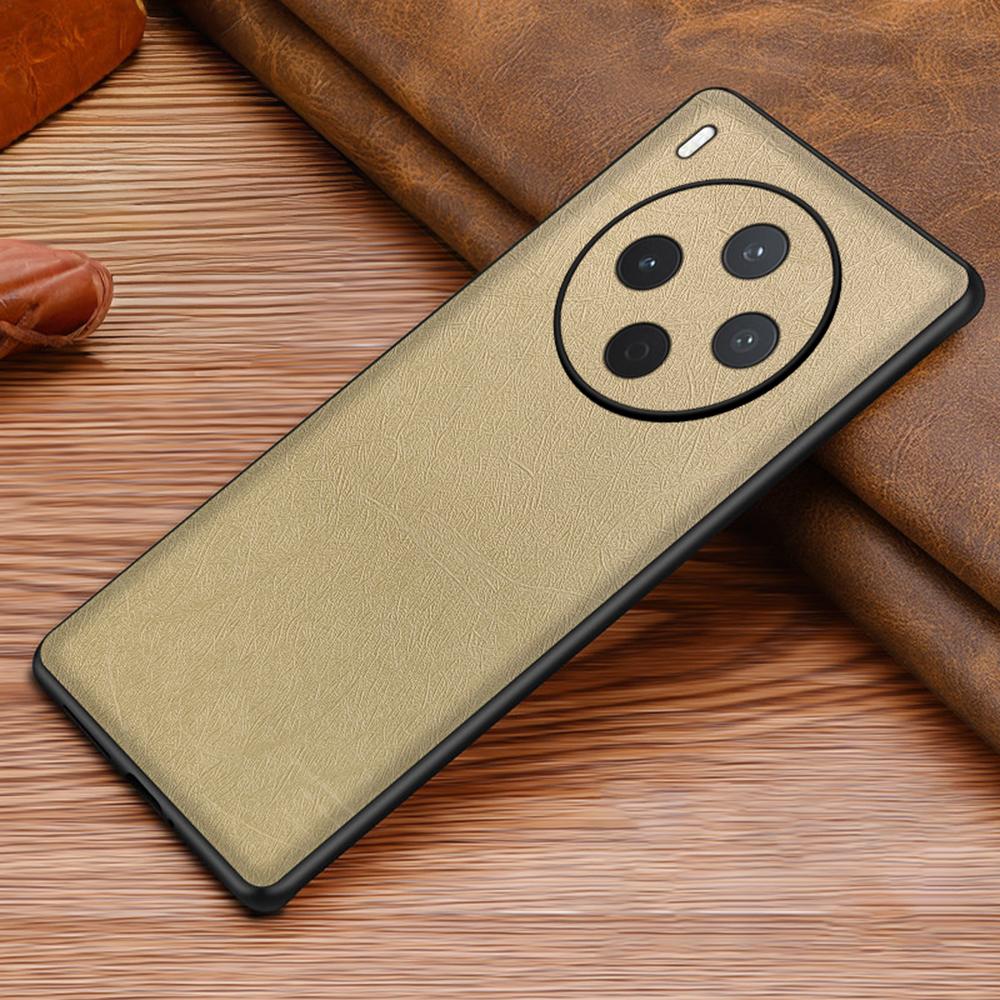 For vivo Y500 Pro 5G Case Silk-Textured PU Leather Coated PC TPU Protective Phone Back Cover