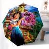 Disney Encanto Manual Opening and Closing Umbrella - 8-Rib Reinforced Folding Design, Lightweight and Portable, Suitable for Daily Business