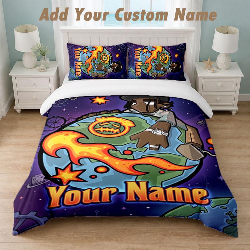 Bedding Set 1 Duvet Cover 2 Pillowcases Travis Scott Print Soft Bed Linen Bedroom Decor