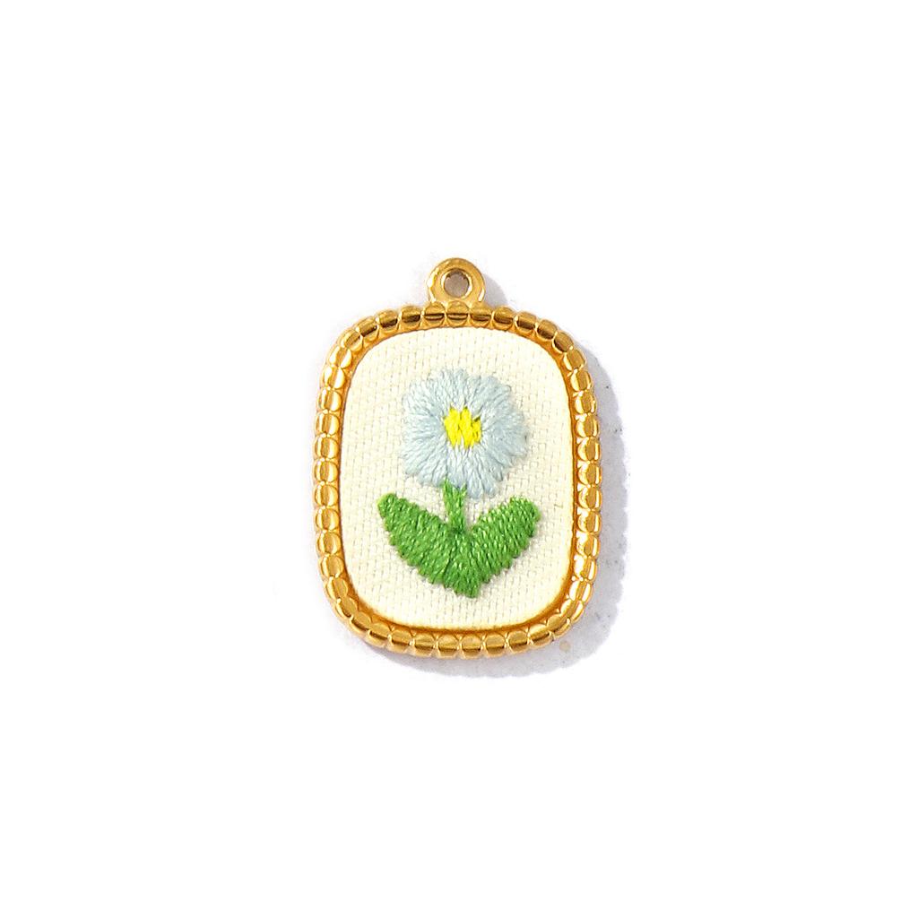 2Pcs Multicolor Geometric Flower Leaf Embroidered Charms 18K Gold Plated 304 Stainless Steel Pendant DIY Necklace Jewelry Making