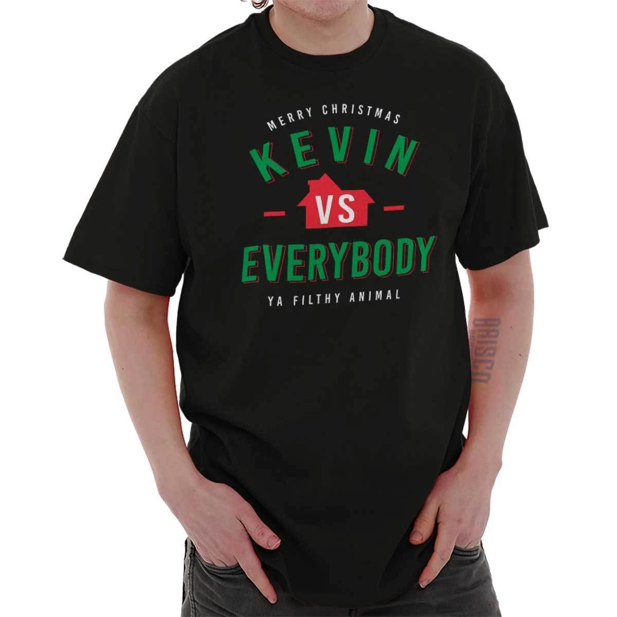 

Merry Christmas Kevin Vs Everybody Xmas Joke Womens or Mens Crewneck 100% Cotton T-shirt Mens Tees Top Tee 4XL