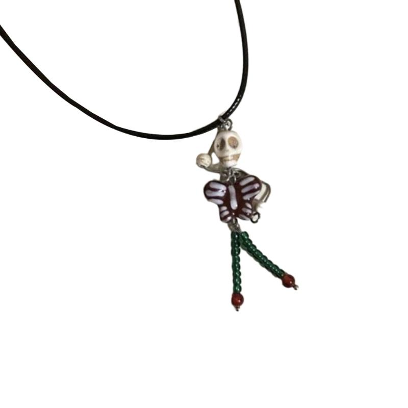 

Retro Style Necklace Phone Lanyard Skull Butterfly Resin Bead Pendant Keychain Handmade Choker Clavicle Chain Necklace