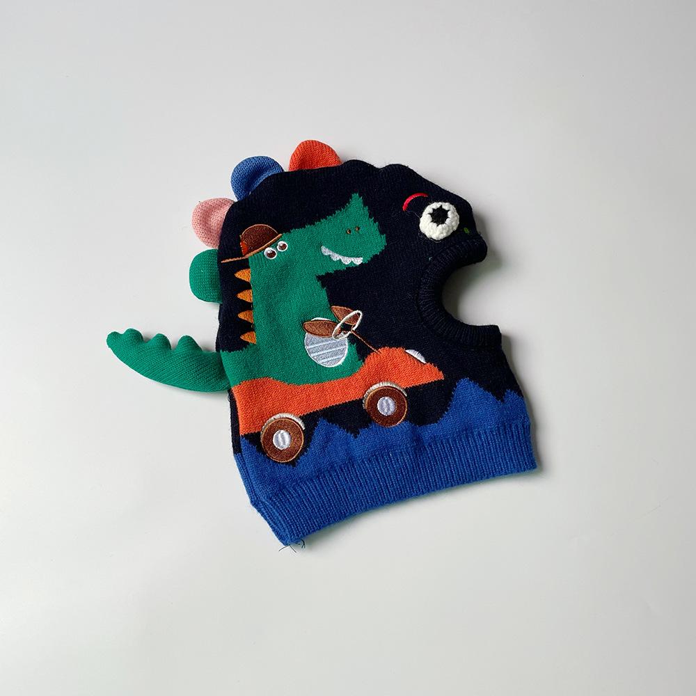 

Детская вязаная шапка с рисунком динозавра для мальчиков и девочек, шапочка для защиты шеи, ветрозащитная зимняя детская вязаная шапка с рисунком динозавра, теплая милая детская шапка-ушанка для девочек 2 to 7 years old