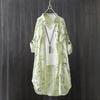 Camisa de Sol de Verano para Mujer Manga Larga Corte Holgado Blusa de Botones Protección Estampado de Letras Top Ligero Abrigo Delgado de Longitud Media