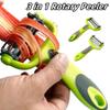3 in 1 Rotary Peeler Stainless Steel with Protective Cover Grater Non-Slip 360 Degree Julienne Slicer