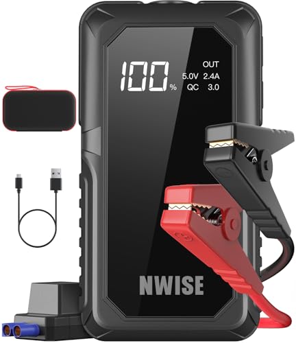 

NWISE Jump Starter, 2000A Peak Current, Large Capacity, 12V, Car Engine Starter, Mobile Battery, Equipped with LED Light, Japanese Instruction Ma
