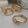 Ingemark 3 Styles Hip Hop Geometric Snake Shaped Open Bangles Women Trendy Smooth Gold Color Wide Spring Bracelets Men Jewelry