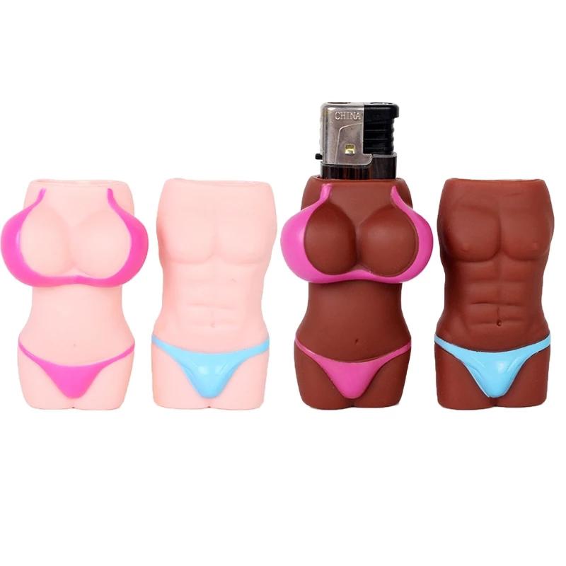 1PC Lovers Gifts Lighter Case Waterproof Silicone Lighter Protective Creative Sexy Body Couple