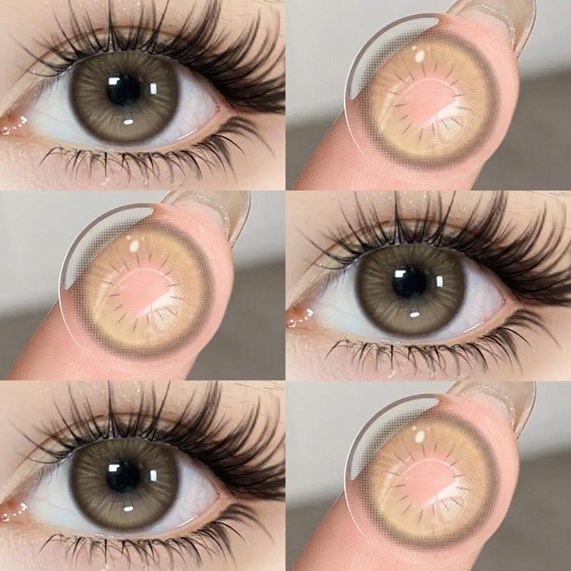 Eyeshare 1 Pair Colored Contact Lenses Brown Eye Contacts Gray Pupils Doll Eye Lenses Makeup Cosmetics Year Use