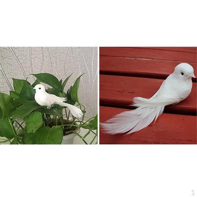 Προσομοίωση με φτερωτό αφρό Long Tail Doves Άγαλμα πουλιών Λευκό Γλυπτό κήπου Διακοσμητικά σπιτιού