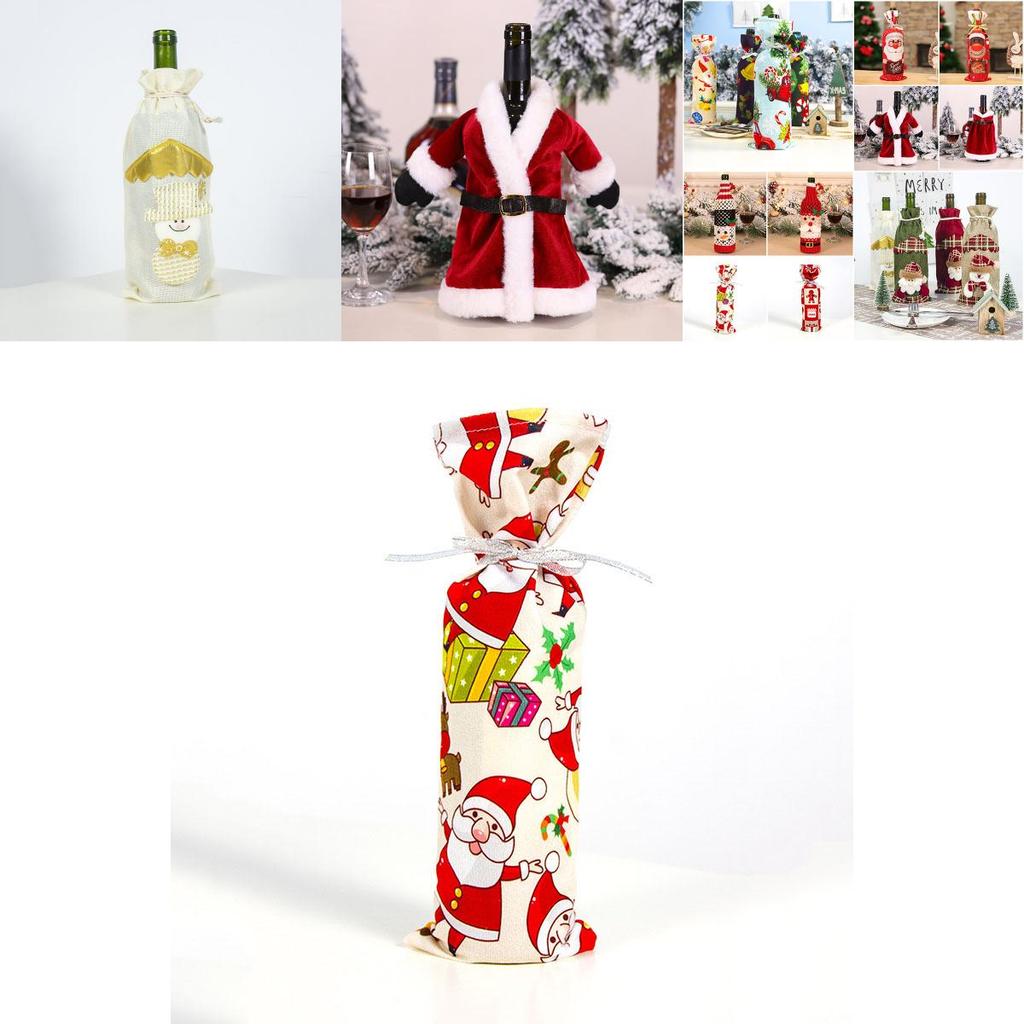Festive Christmas Wine Bottle Gift Bags With Sequins For A Vibrant Holiday Table