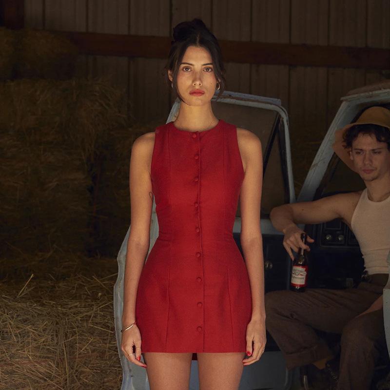 Sukienka z kamizelką Temperament Vest Base, letnia, dopasowana, bez rękawów