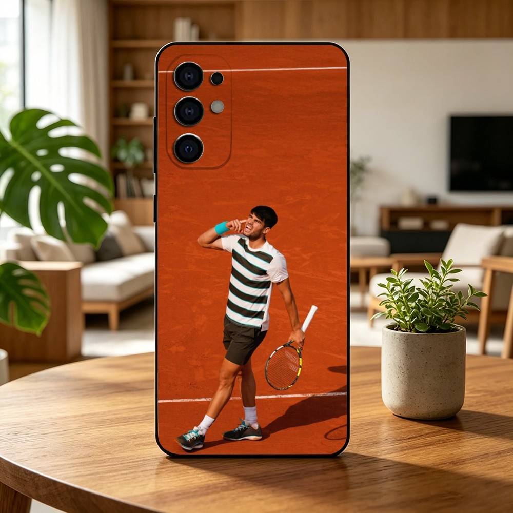 TenniS Carlos Alcaraz Phone Case Black Silicone Soft For Samsung S25,S24,S21,S22,S23,S30,Ultra,S20,Plus,Fe,Lite