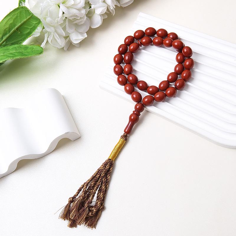 Handheld 45-Bead Muslim Rosary Tassel Bracelet - Middle Eastern Islamic Prayer Jewelry